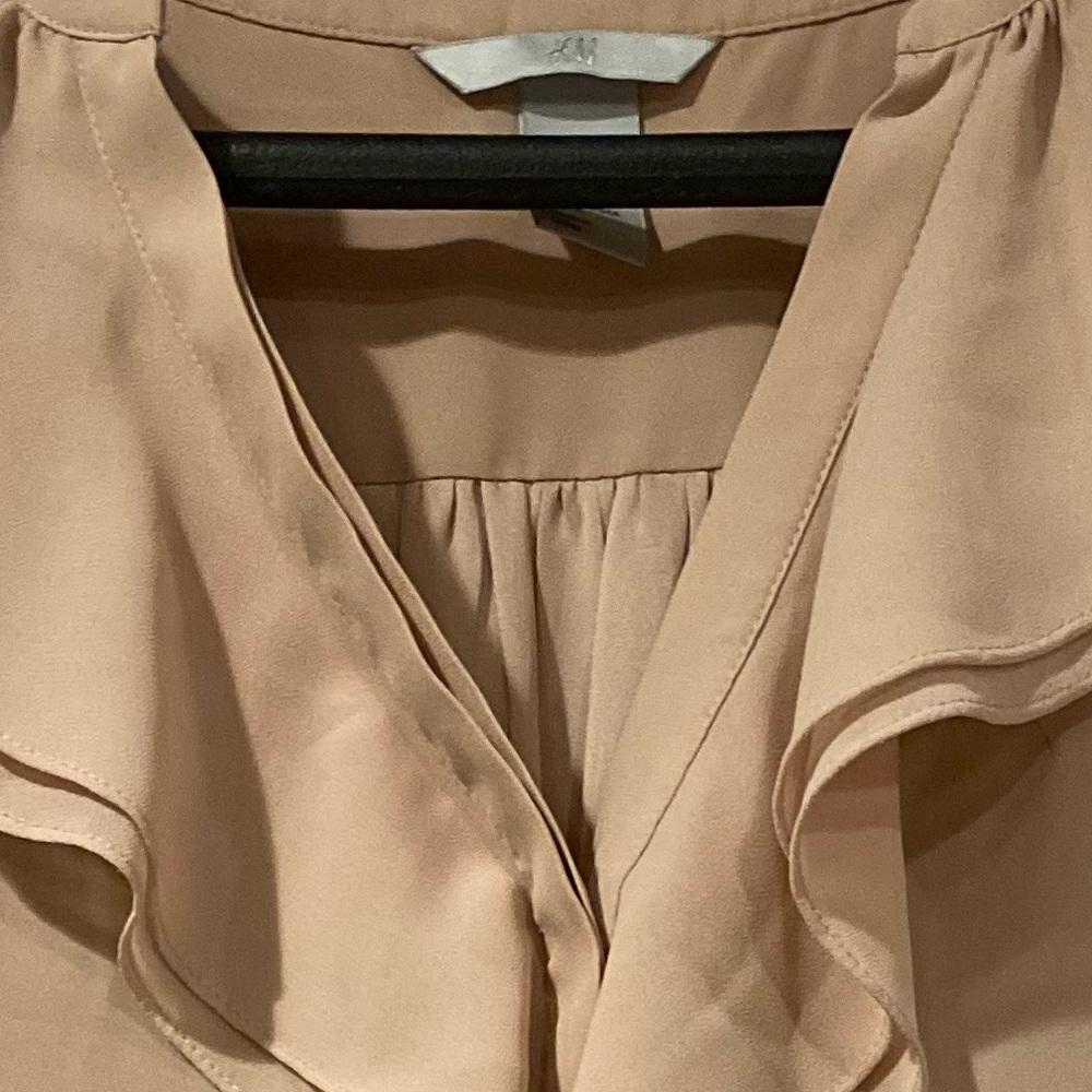 H & M sheer blouse in dusty rusted pink